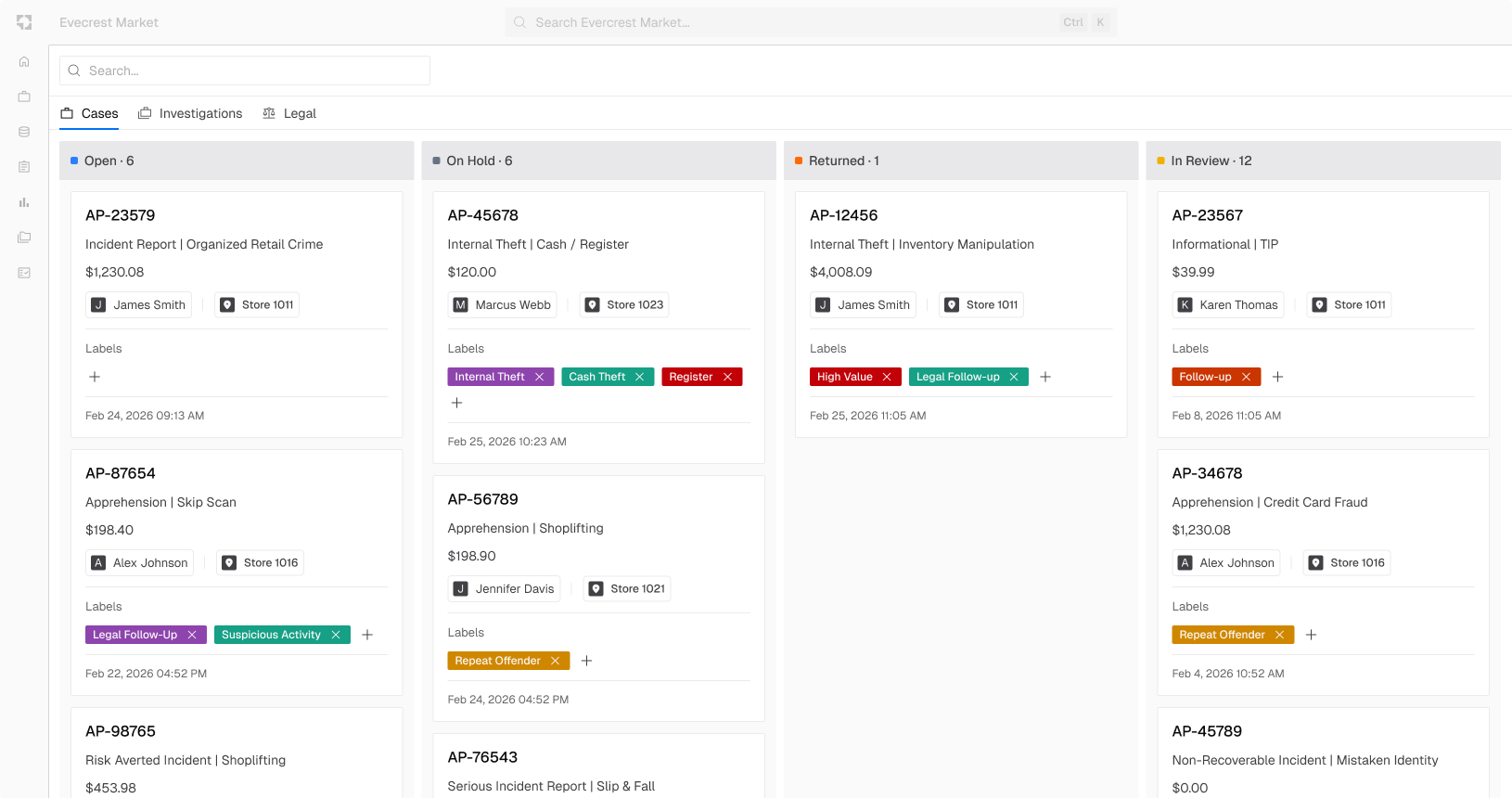 Pallacor incident management dashboard