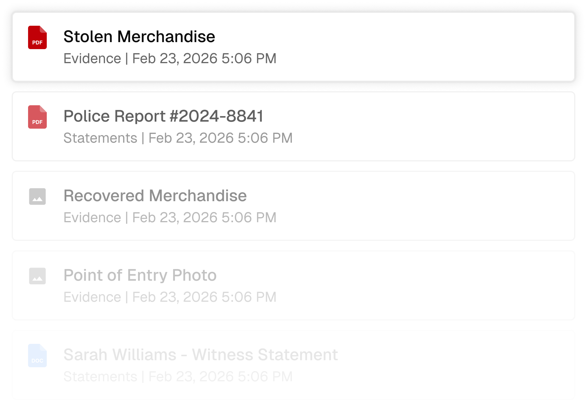 Evidence and chain of custody